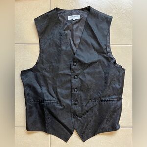 Men's Vesuvio Napoli Paisley Tuxedo Vest Waistcoat Prom Formal Black Size Small